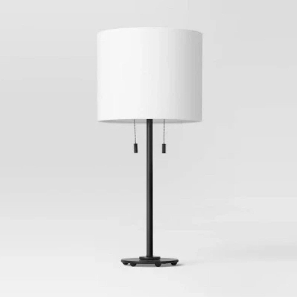 Reeded Metal Stick Lamp Black with Dual Socket, Black - Threshold, Target